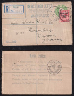 Irland Eire 1923 Registered Uprated Stationery CORK X NÜRNBERG Germany - Lettres & Documents