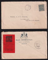 Irland Eire 1928 Cover 3P DUBLIN X Dutch CURACAO Perfin W.& R. JACOB Biscuit Indistries Fair Propaganda - Storia Postale