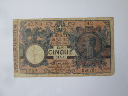 Rare! Italy 5 Lire 1904 Banknote,see Pictures - Italia – 5 Lire