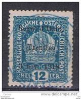 TRENTINO - A.A.:  1918  SOPRASTAMPATO  -  12 H. VERDE  AZZURRO  US. -  SASS. 5 - Trentin