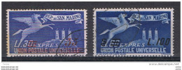 SAN  MARINO:  1947/57  EX. SOPRASTAMPATI  -  2  VAL. US. -  SASS. 18 + 24 - Eilpost