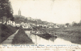Thuin La Sambre Et La Ville Vues De L'écluse  Péniche  1902 - Thuin