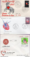 Maroc;Tchad;Egypte;3 FDC 1971;1972,1992; " Cardiologie, Coeur " - Morocco (1956-...)