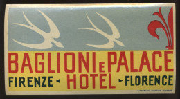 ETIQUETTE D'HOTEL - ITALIE - FIRENZE - BAGLIONI E PALACE HOTEL - Advertising