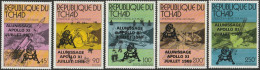 THEMATIC SPACE:  10th ANNIVERSARY OF THE FIRST MAN ON THE MOON    5v+MS  -  TCHAD - Africa