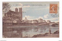 78 MANTES N°8 La Cathédrale Et Le Quai Des Cordeliers En 1928 - Mantes La Jolie