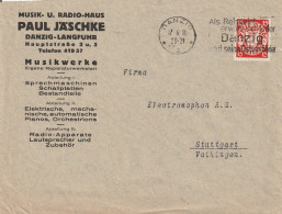 Danzig Lettre Pour Stuttgart 1930 - Briefe U. Dokumente