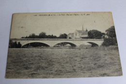 Seiches Le Pont Vue Vers L Eglise 1932 - Seiches Sur Le Loir