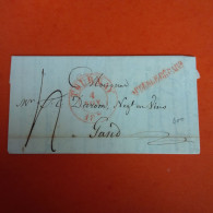 LETTRE BELGIQUE TOURNAY POUR GAND 1839 CACHET ROUGE - 1830-1849 (Belgica Independiente)