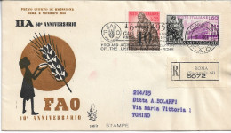 Fdc Venetia: FAO (1955); Raccomandata; AT_Roma - FDC