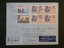 DF19  VIETNAM GONG HOA  BELLE LETTRE RECO   1972  SAIGON A  NIEDERLASLI SUISSE+BLOC DE 4 TP  +AFF INTERESSANT+++ - Viêt-Nam