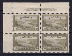 Canada.: 1946/47   Peace Re-conversion  SG402   10c   [Imprint Block]       MH Block Of 4 - Unused Stamps