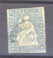 0ch  1821  -  Suisse  :  Yv  27c  (o)   ,  Papier Mince ,  Fil Rouge - Usati