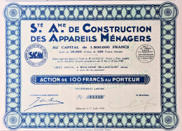 S.A. De Construction Des Appareils Ménagers - Action De 100 Francs - 1930 - Boulogne-Billancourt - Russie