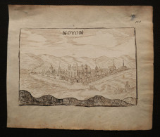 Dessin à L'encre    Ville De NOYON      D'après Une Gravure Du XVIIIè - Zeichnungen