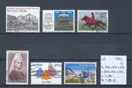 (TJ) IJsland 1982 - YT 536 + 537 + 538 + 539 + 540 + 544 (gest./obl./used) - Gebraucht