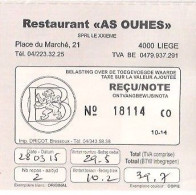 BELGIQUE - LIÈGE - RESTAURANT "AS OUHES". - Tickets D'entrée