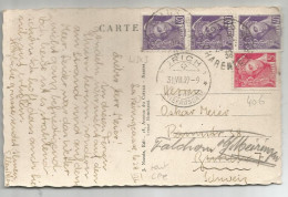 MERCURE 40CX3+5C ROSE CARTE CHARENTE 1939 POUR SUISSE AU TARIF - 1938-42 Mercurio