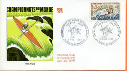 France , FDC 1969 ; Championnats Du Monde De Canoe Cayak - 1960-1969