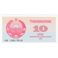 Billet, Uzbekistan, 10 Sum, 1992-1993, 1992, KM:64a, NEUF - Ouzbékistan