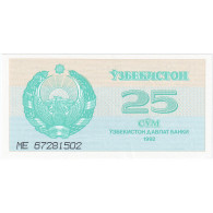 Ouzbékistan, 25 Sum, 1992-1993, 1992, KM:65a, NEUF - Ouzbékistan