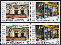 GREECE 1990 EUROPA: Postal Offices, Architecture. BOTH Pairs, MNH - 1990