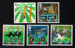 UK, GB, Great Britain, MNH, 2002, Michel 2003 - 2007, Europa Circus - Unused Stamps