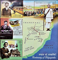 INDIA 2007 Mahatma Gandhi Satyagraha South Africa Map 4v MS Miniature Sheet MNH P.O Fresh & Fine - Mahatma Gandhi