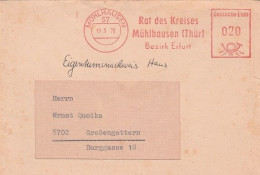 DDR Brief Mit Freistempel Mühlhausen 1976 Rot Rat Des Kreises Mühlhausen Thür. Bezirk Erfurt - Maschinenstempel (EMA)