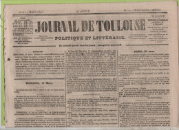 JOURNAL DE TOULOUSE 26 03 1845 - COLLEGE DE GAILLAC - FOIX - GENERAL TOM POUCE - ARRAS - POISSY CONCOURS BOEUF GRAS ... - 1800 - 1849