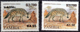 ZAMBIA ** 2014 FAUNA, AARD WOLF, MAMMAL, CARNIVOROUS, EXHIBIT ITEM , OVERPRINT & SURCHARGED 2v Stamp MNH (**) RARE - Zambie (1965-...)