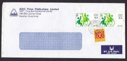 Hong Kong: Airmail Cover, 1987, 3 Stamps, Wheelchair Sports, Disabled, Queen Elizabeth (minor Crease) - Brieven En Documenten