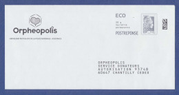 ORPHEOPOLIS ECO Postréponse Neuf. Autorisation 93748 20g Validité Permanente. Dos 301783. - PAP : Antwoord /Marianne L'Engagée