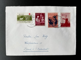 NETHERLANDS 1963 LETTER EINDHOVEN TO ZURICH 19-12-1963 NEDERLAND RED CROSS WINDMILL MUSIC - Lettres & Documents