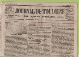 JOURNAL DE TOULOUSE 26 04 1845 - AVIGNON - NIMES - VOREPPE - INDEX LIVRES PROHIBES - ZURICH - CLICHY LA GARENNE - MACAO - 1800 - 1849