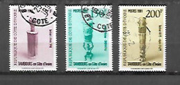 TIMBRE OBLITERE DE COTE D'IVOIRE DE 1991 N° MICHEL  1055 1057/58 - Costa De Marfil (1960-...)