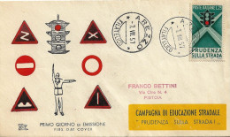 Fdc  Chimera: EDUCAZIONE STRADALE (1957); Annullo Filatelico Arezzo - FDC