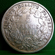 MONNAIE FRANCE CERES , 5 FRANCS 1851 A Paris , Argent , II ° République - 5 Francs