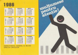 Romania - Calendar - Multumesc Pentru Atentie - Thank You For Your Attention - 1986 (155x110 Mm) - Petit Format : 1981-90