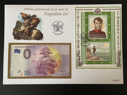 Euro Souvenir Banknote Cover France Napoléon 1er Bonaparte 2021 Fontainebleau Bloc Block Banknotenbrief - Napoleón