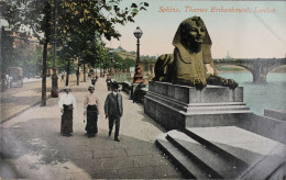 LONDON - Sphinx, Thames Embankment (2 Cards) - River Thames
