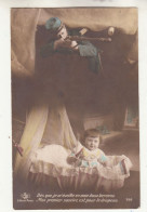 T14. Vintage French Greetings Postcard. First Smile For The Flag. Baby, Soldier - Patriotic