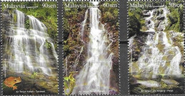 MALAYSIA, 2022, MNH, WATERFALLS OF MALAYSIA, BUTTERFLIES, FISH, FROGS,3v - Poissons