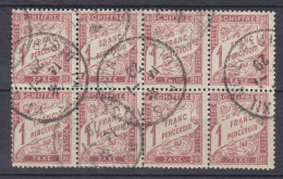 France 1921/26 Mi. 50, 1 Fr. Taxe Porto Postage Due PARIS 1929 Cancel 8-Block (2 Scans) - Used