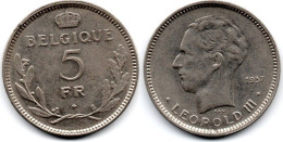 MA 29002  / Belgique - Belgien - Belgium 5 Francs 1937 TTB - 5 Francs