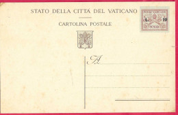 VATICANO - INTERO CARTOLINA POSTALE CHIAVI DECUSSATE SOPRASTAMPATO L.10/0,75 (INT. 5) - NUOVO - Postal Stationeries