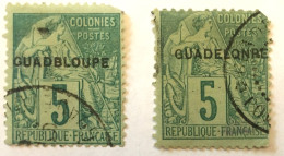 Guadeloupe  N°17 Variétés 17aB (guadeBloupe) Et  17aC (guadeloNpe) - Used Stamps