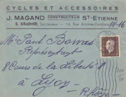 Lettre à Entête Obl. Flier St Etienne Le 26 IV 45 Sur 2f00 Dulac N° 692 (Tarif Du 1° Mars 45) Pour Lyon - 1944-45 Marianne De Dulac