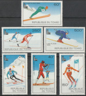 THEMATIC WINTER OLYMPIC GAMES:  LAKE PLACID '80.  SLALOM,BIATHLON,JUMPING,FREE DESCENT,FOND, SPEED  -  TCHAD - Winter 1980: Lake Placid