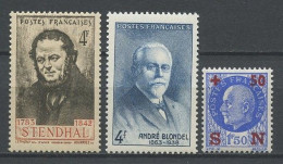 FRANCE 1942 N° 550/552 ** Neufs MNH Superbe C 1.40 € Stendhal Ecrivain André Blondel Physicien Pétain Secours National - Unused Stamps